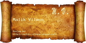 Malik Vilmos névjegykártya